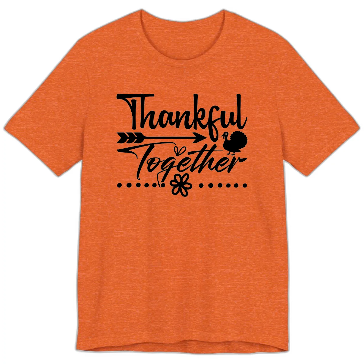 Thankful Together Typography Design Premium T-Shirt in Heather Orange