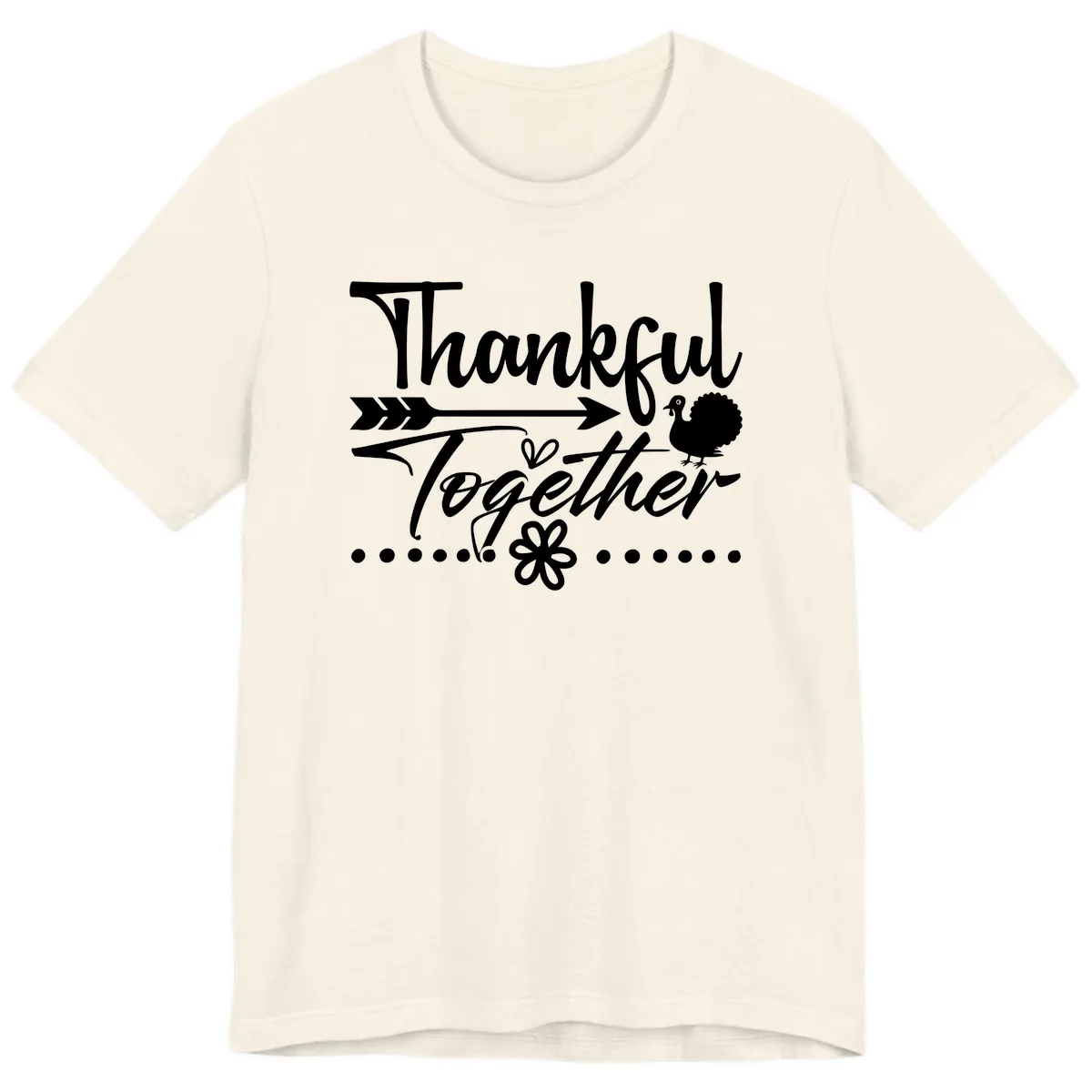 Thankful Together Typography Design Premium T-Shirt in Natural