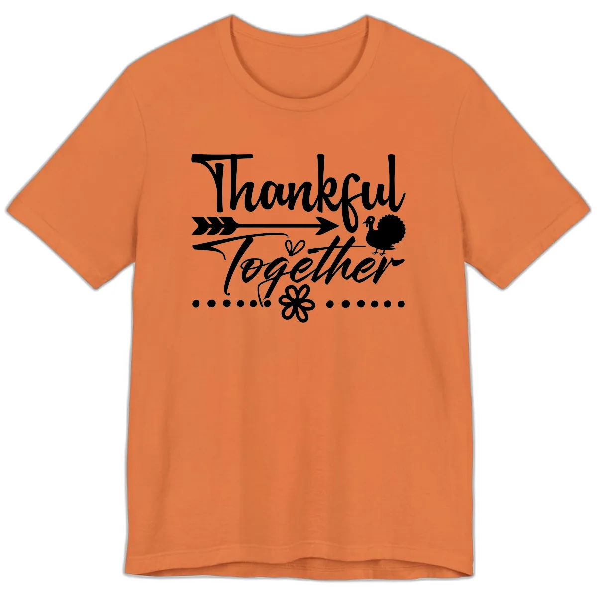 Thankful Together Typography Design Premium T-Shirt in Burnt Orange