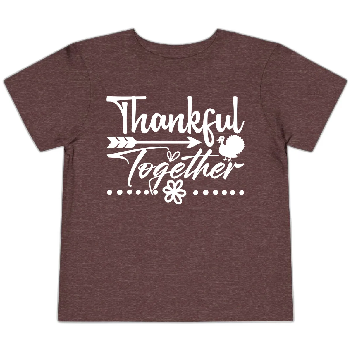 Thankful Together Typography Design Toddler T-Shirt in Heather Maroon