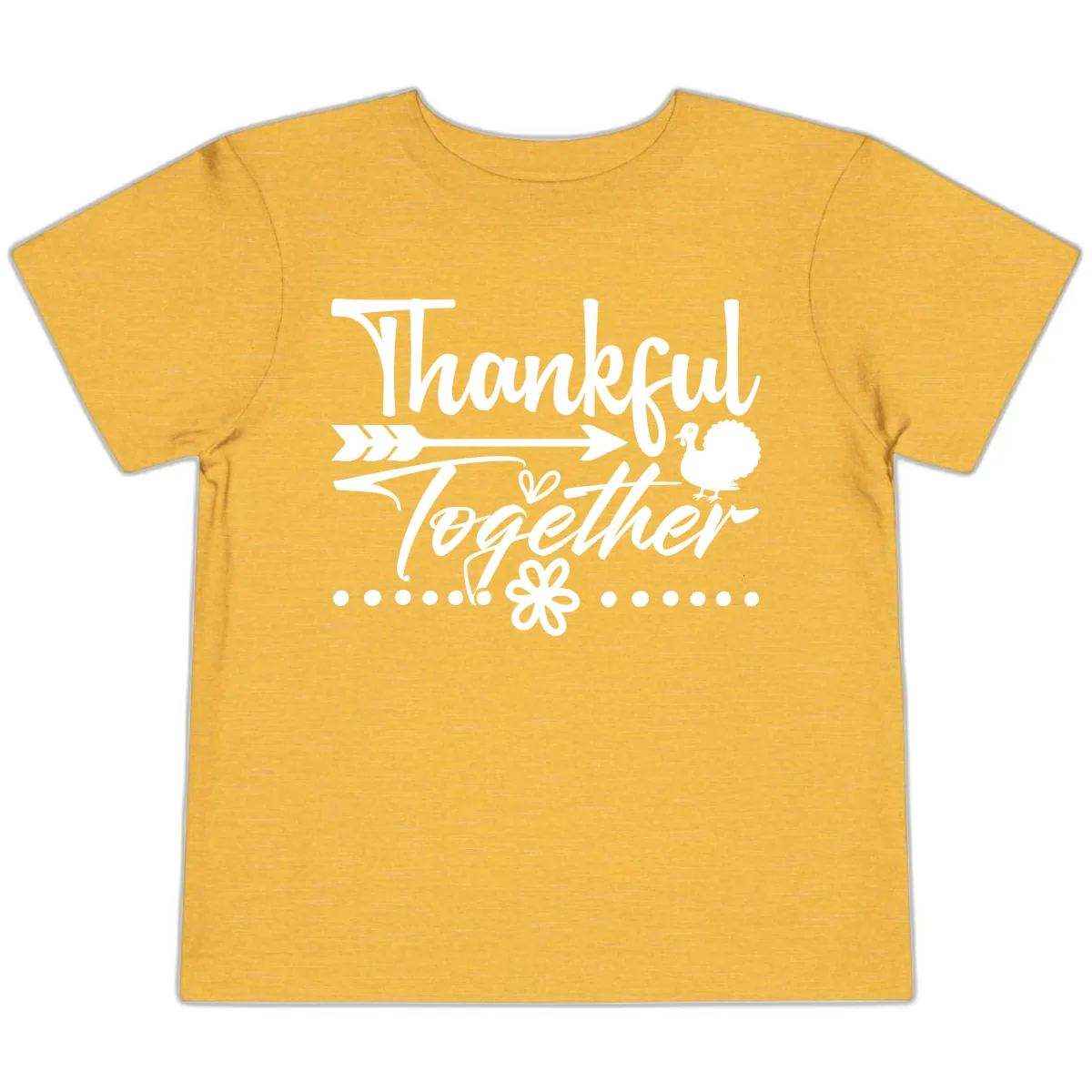 Thankful Together Typography Design Toddler T-Shirt in Heather Yellow Gold