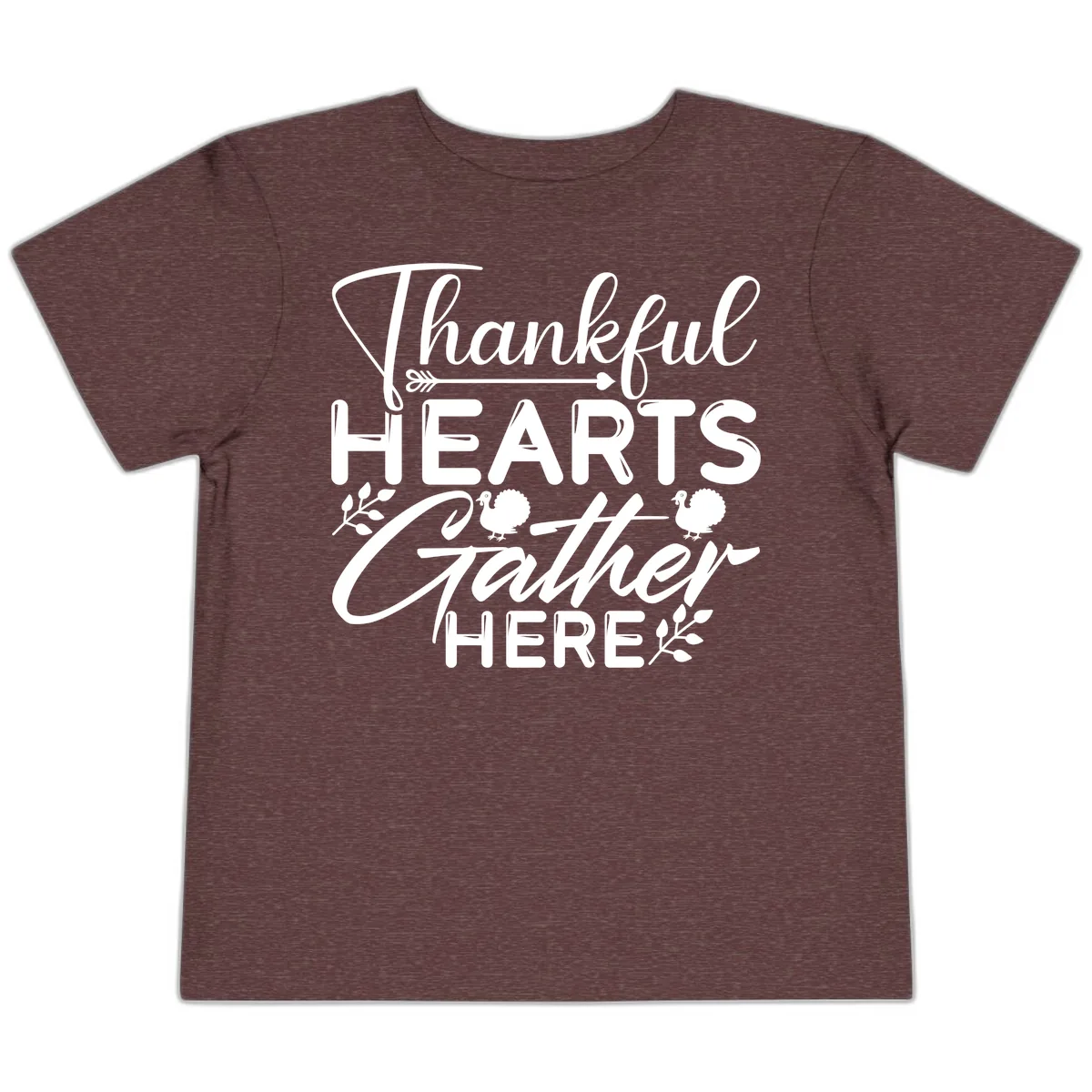 Thankful Hearts Gather Here Toddler T-Shirt in Heather Maroon