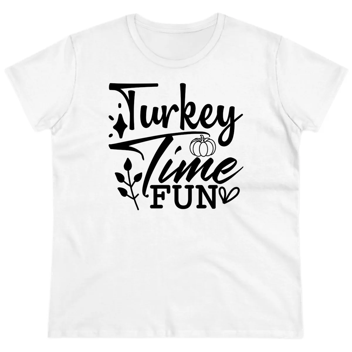 Thanksgiving Turkey Time Fun Ladies Tee in White
