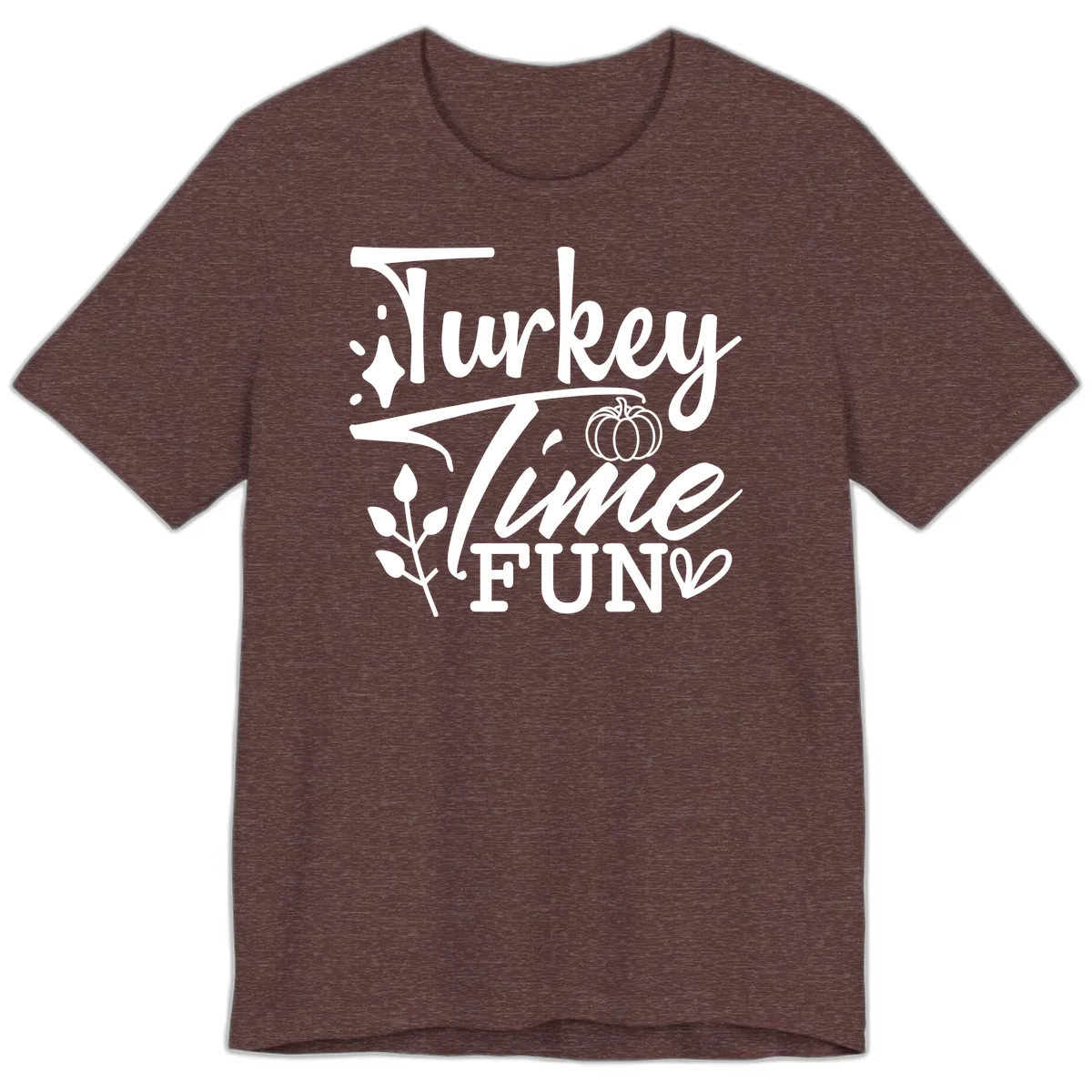 Thanksgiving Turkey Time Fun Premium T-Shirt in Heather Maroon
