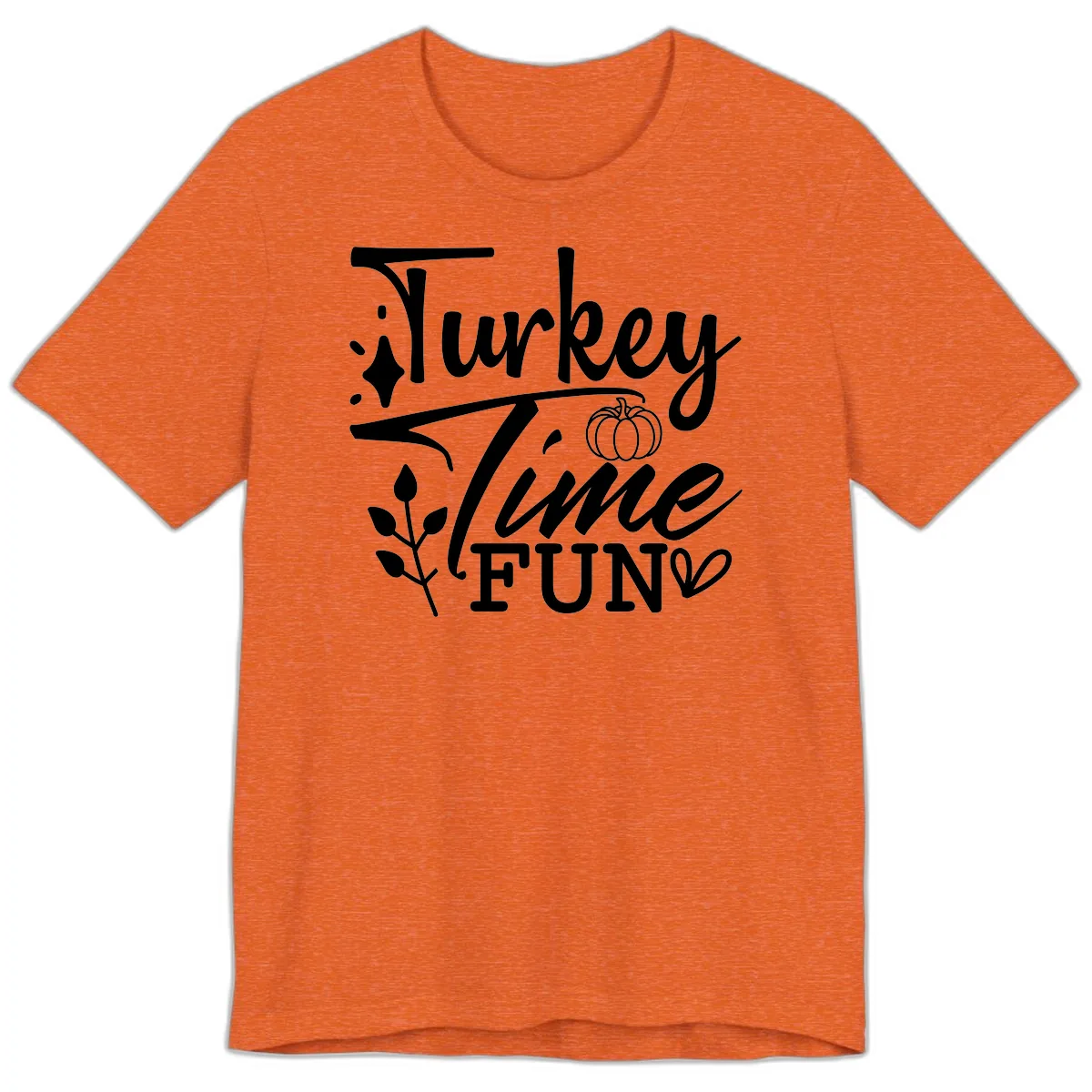 Thanksgiving Turkey Time Fun Premium T-Shirt in Heather Orange