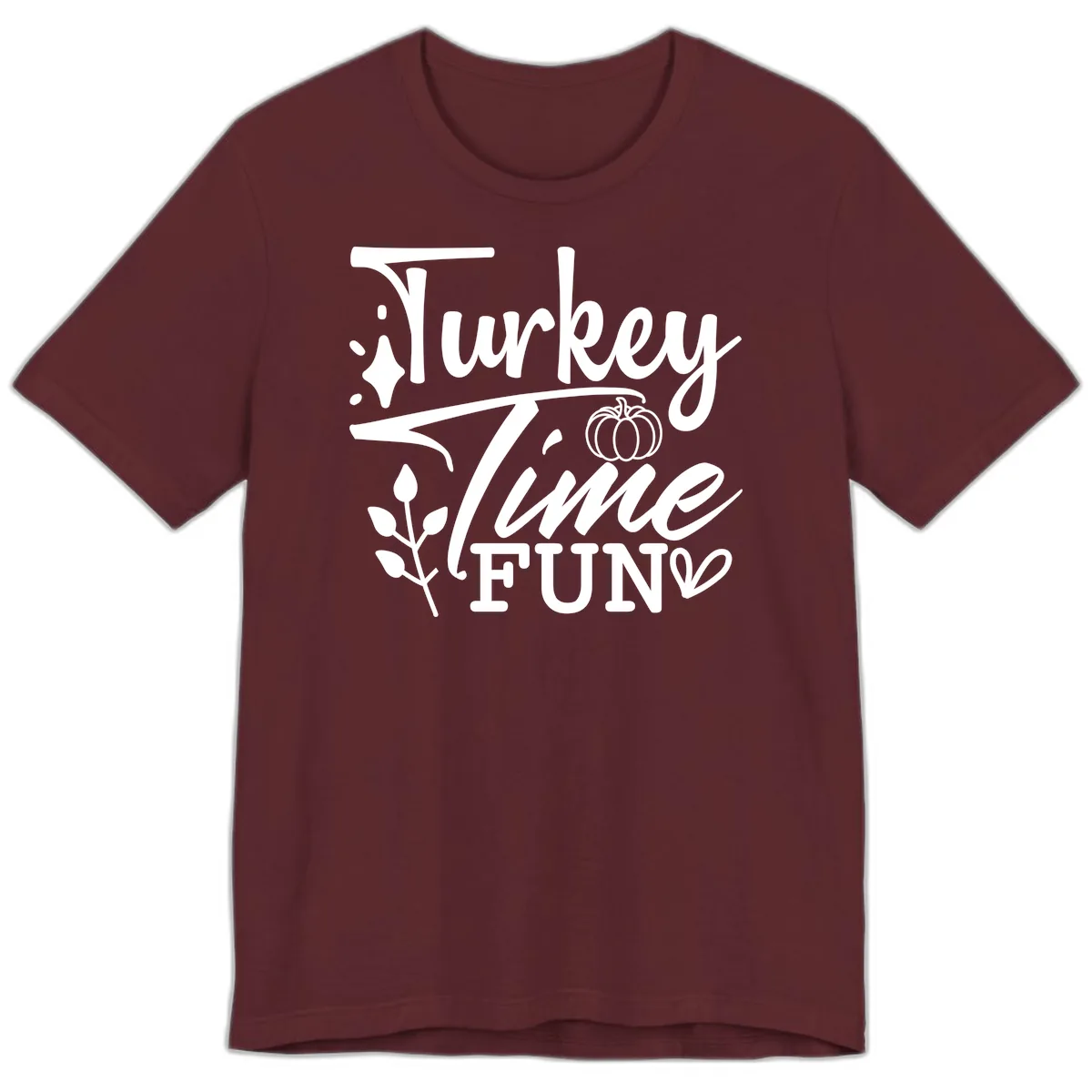 Thanksgiving Turkey Time Fun Premium T-Shirt in Maroon