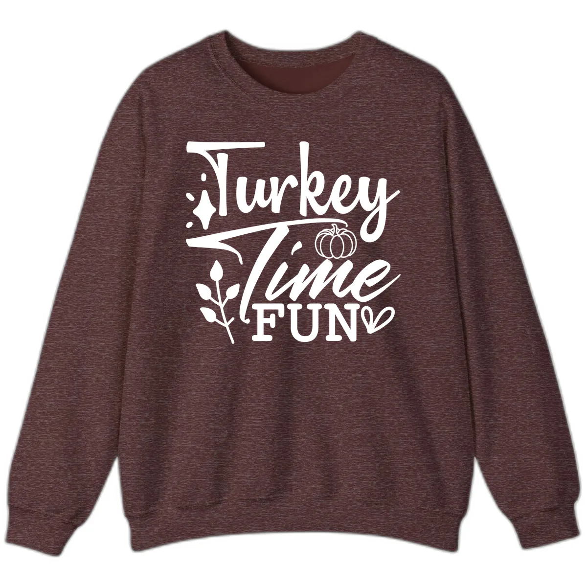 Thanksgiving Turkey Time Fun Sweatshirt in Heather Sport Dark Maroon