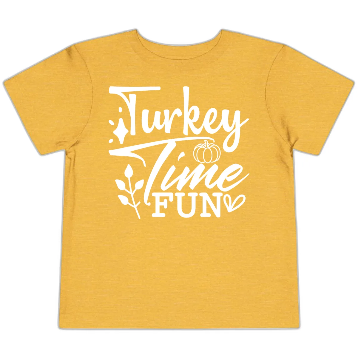 Thanksgiving Turkey Time Fun Toddler T-Shirt in Heather Yellow Gold