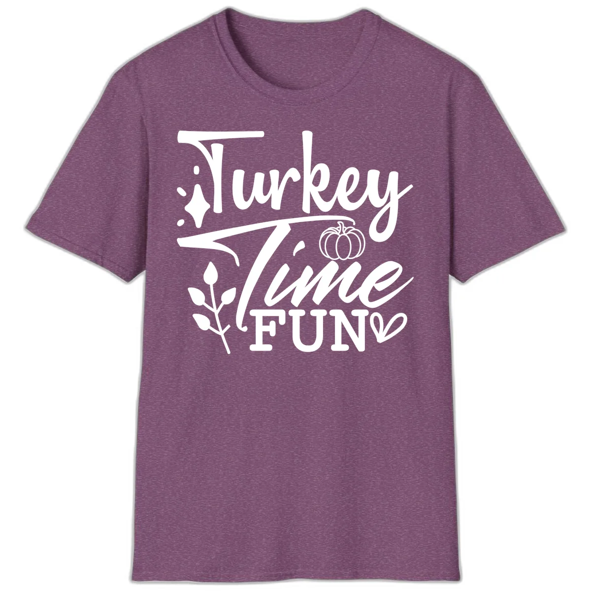 Thanksgiving Turkey Time Fun T-Shirt in Heather Maroon