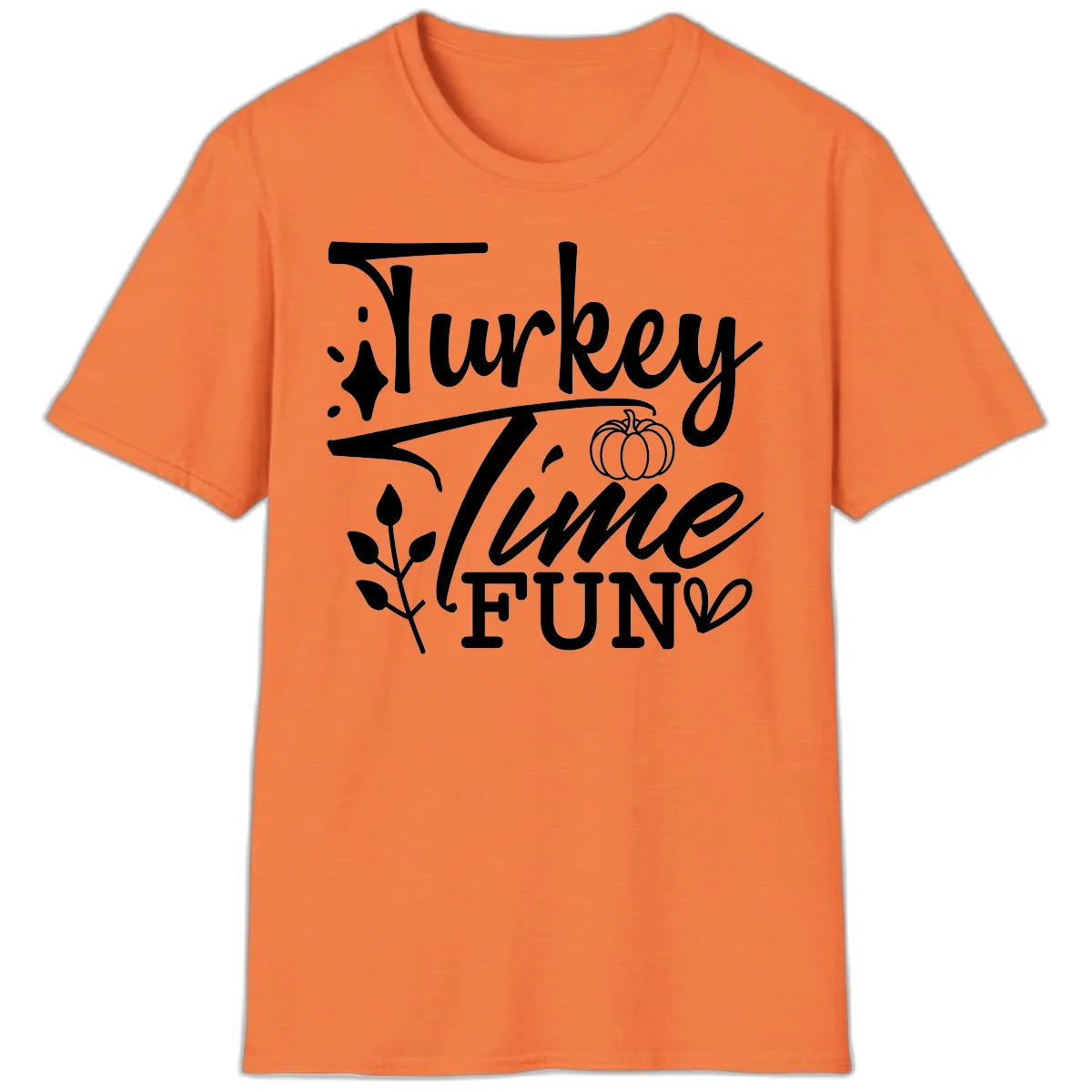 Thanksgiving Turkey Time Fun T-Shirt in Heather Orange