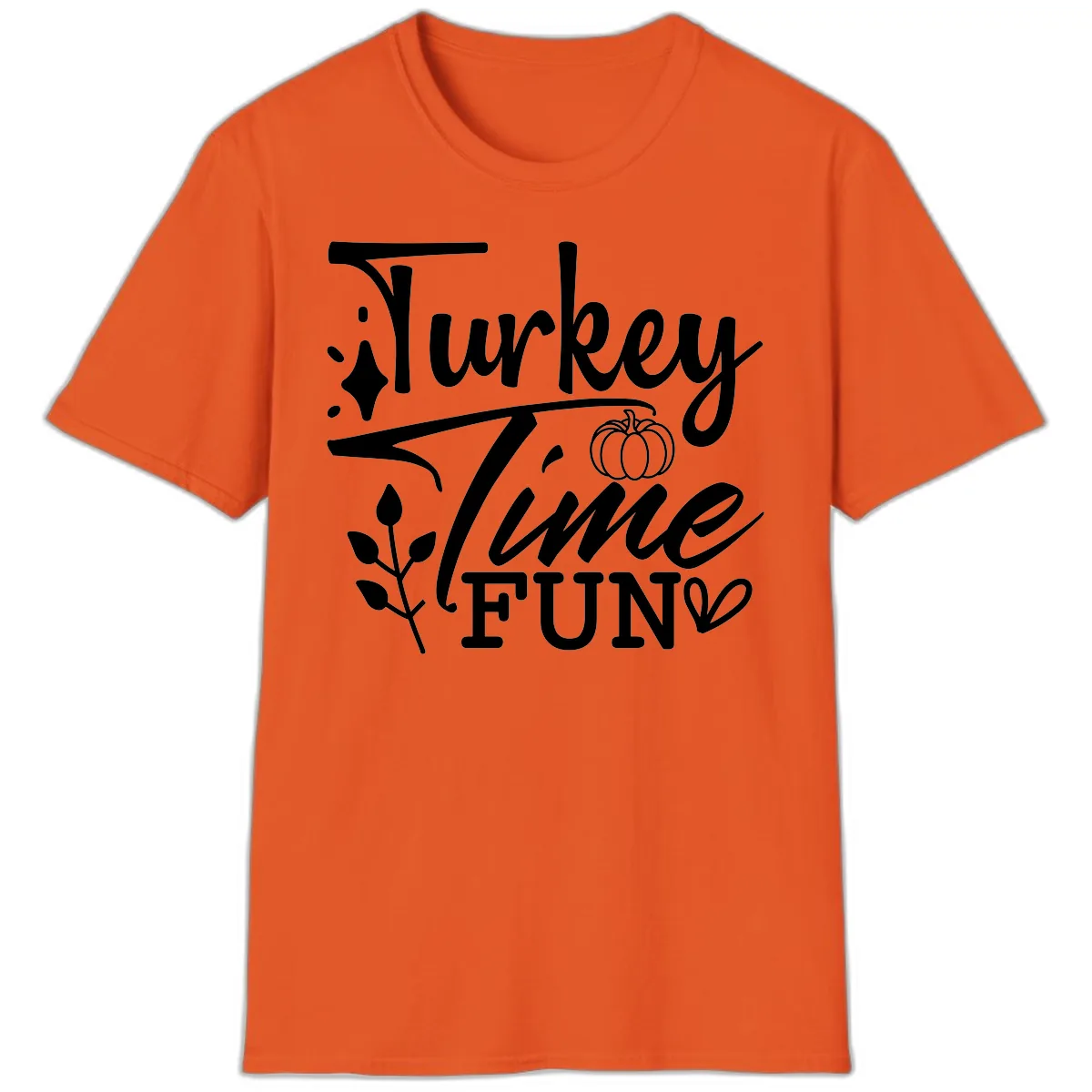Thanksgiving Turkey Time Fun T-Shirt in Orange