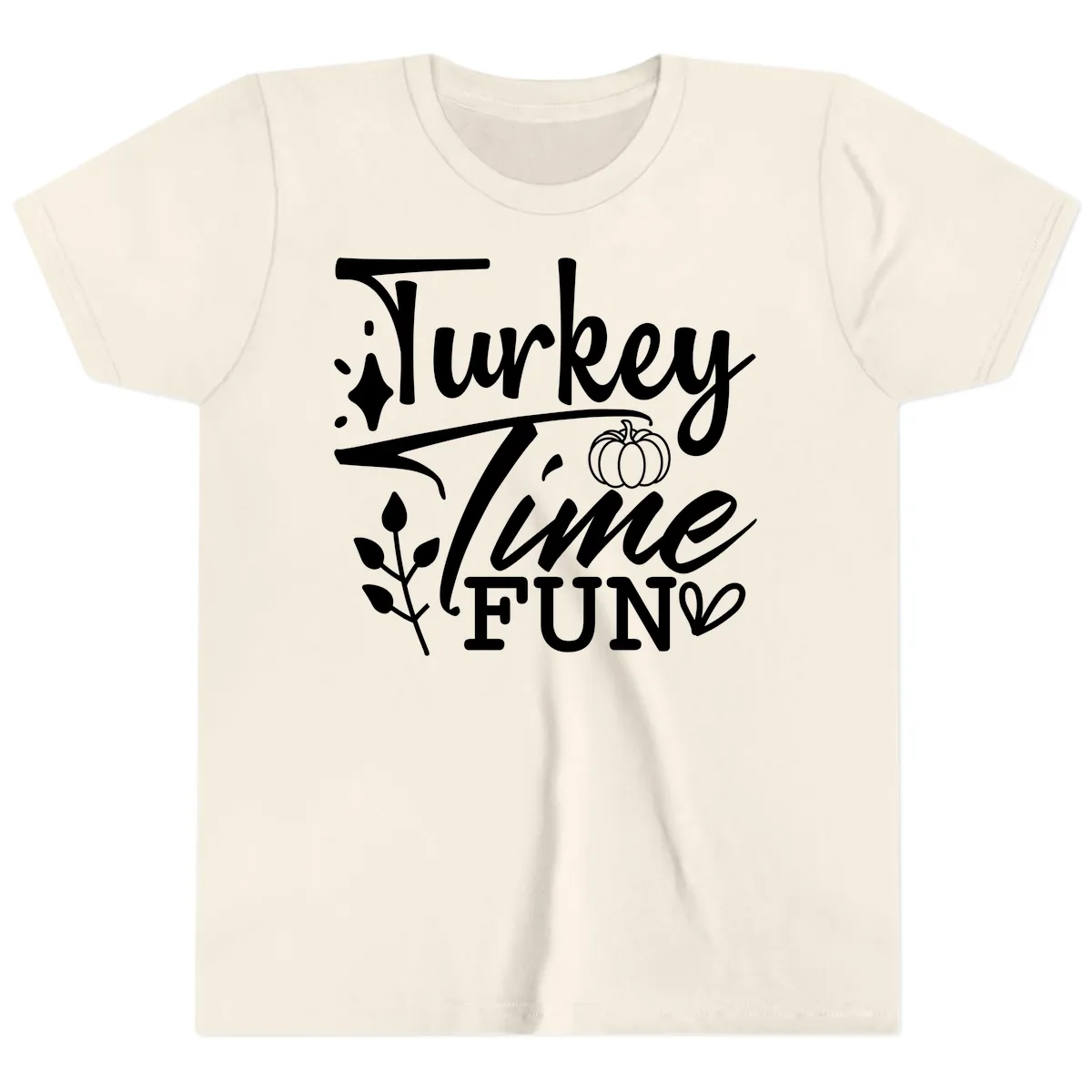 Thanksgiving Turkey Time Fun Youth T-Shirt in Natural
