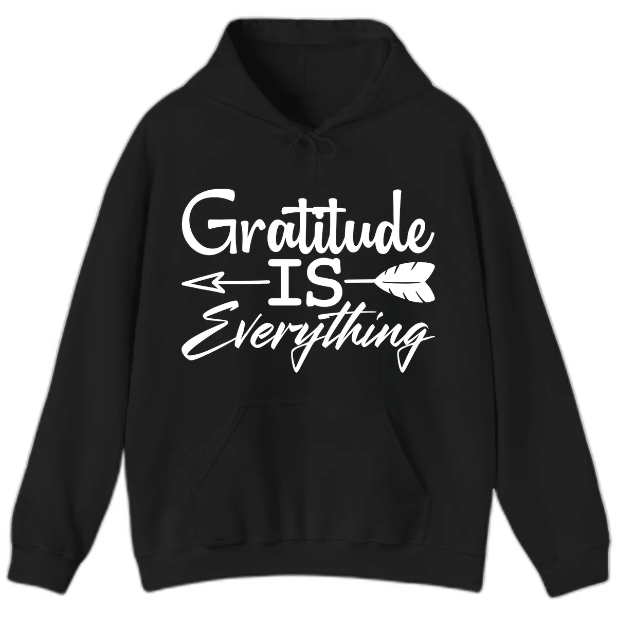 Gratitude Is Everything Typography Design Hoodie in Black