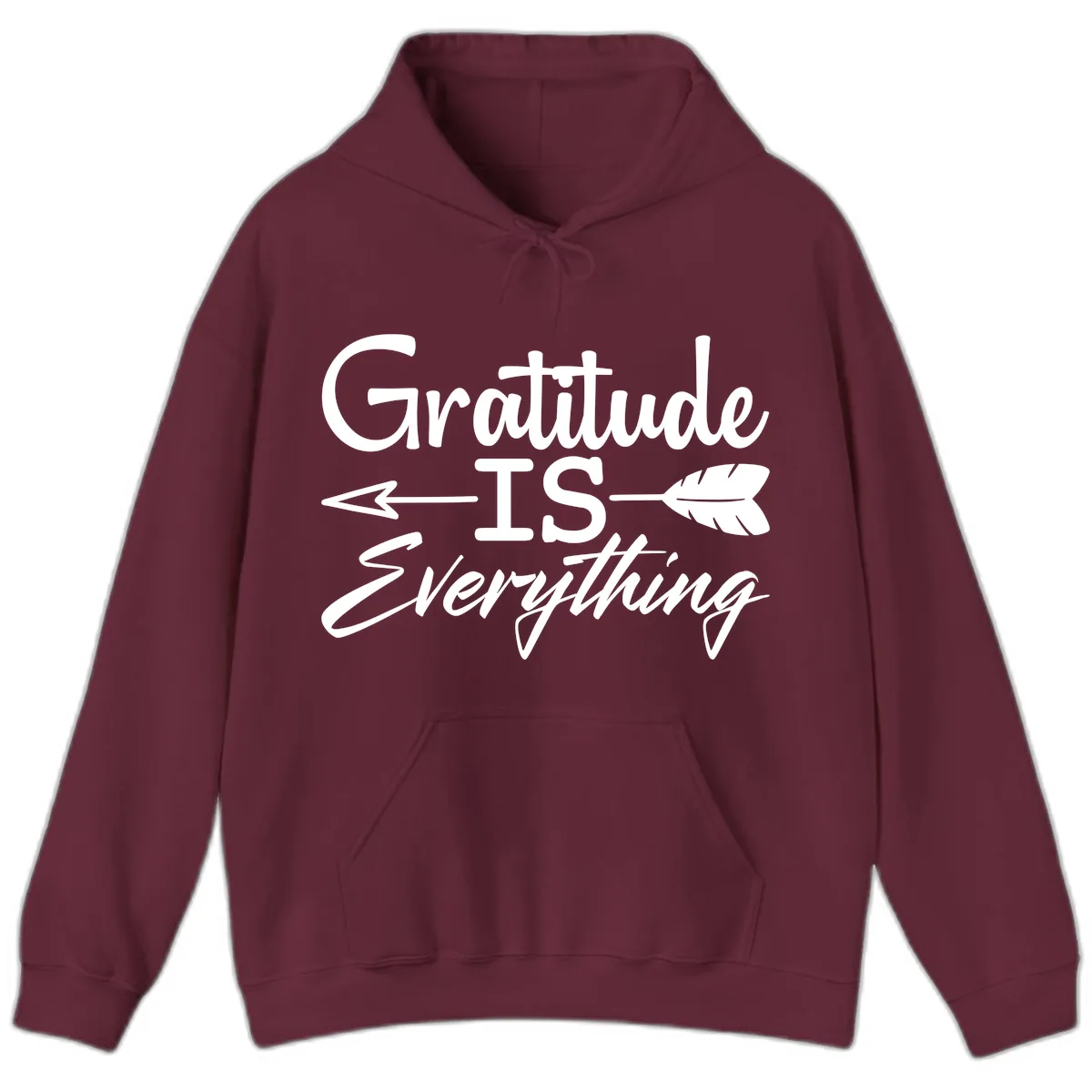 Gratitude Is Everything Typography Design Hoodie in Maroon