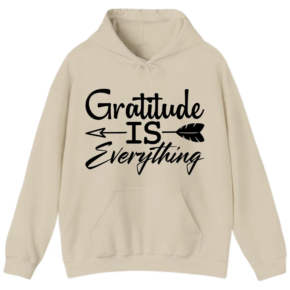 Gratitude Is Everything Typography Design Hoodie in Sand
