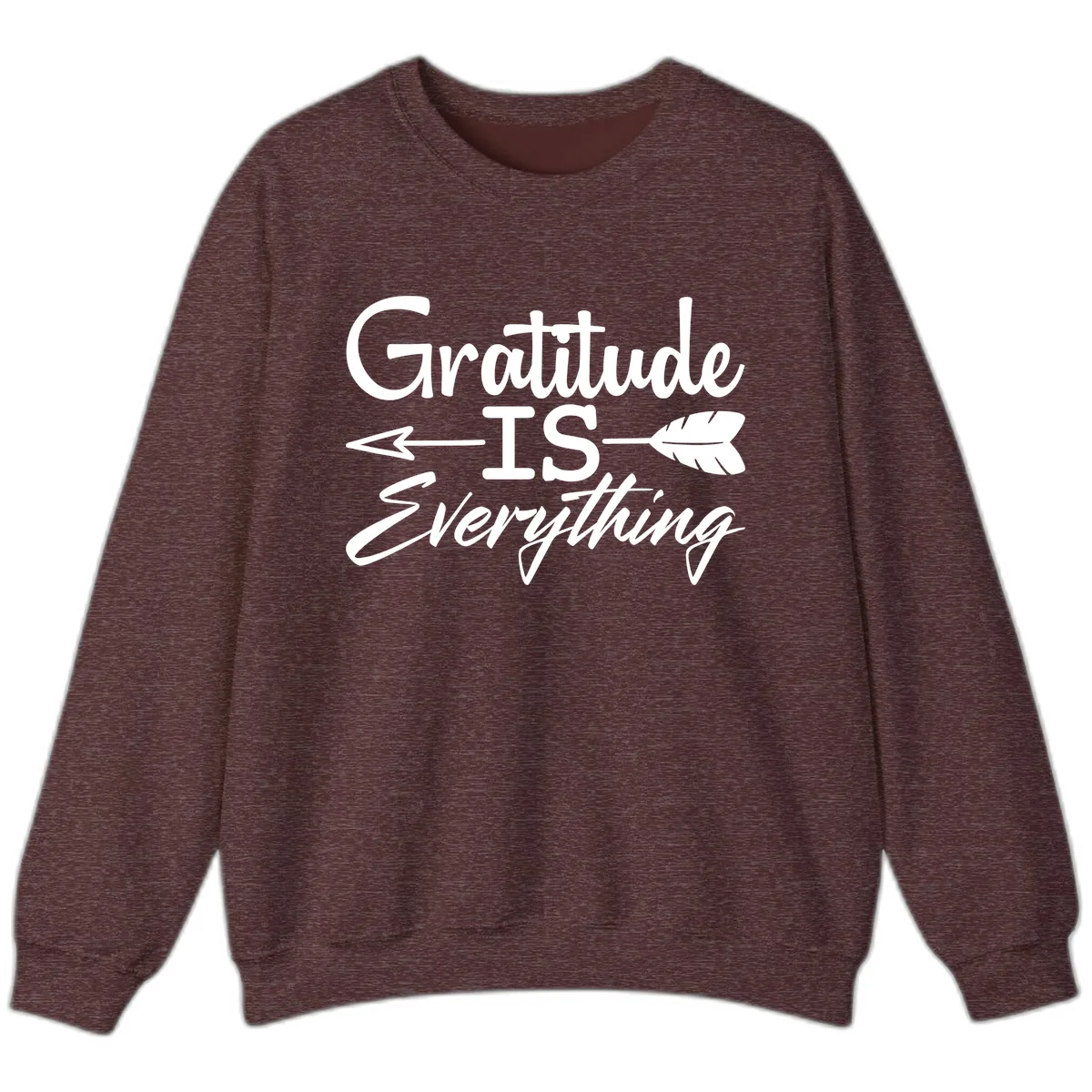 Gratitude Is Everything Typography Design Sweatshirt in Heather Sport Dark Maroon