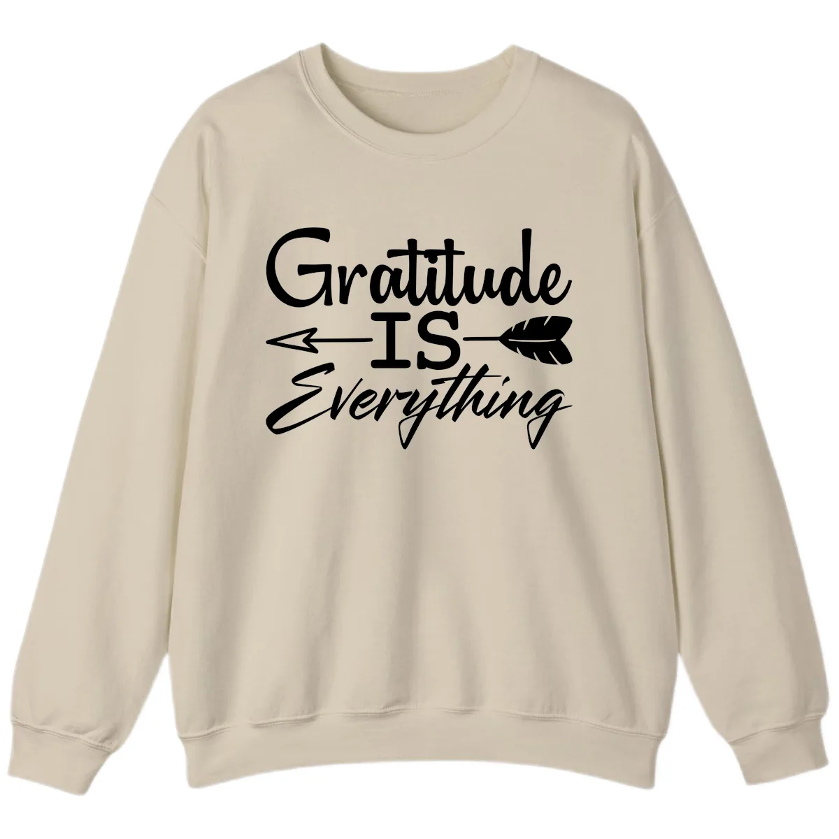Gratitude Is Everything Typography Design Sweatshirt in Sand