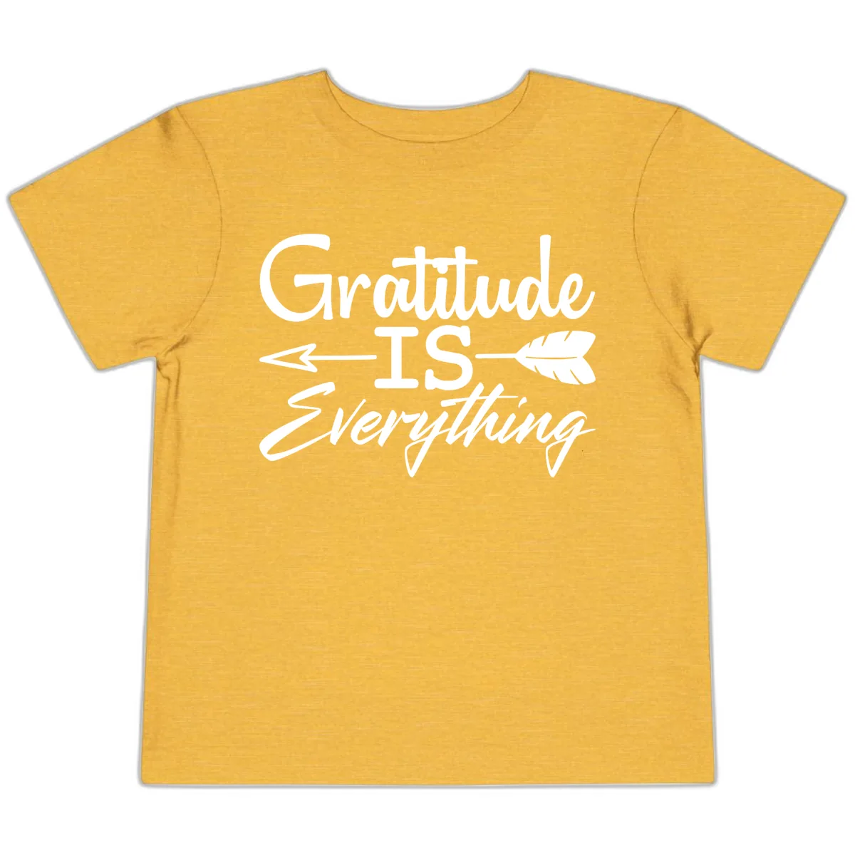 Gratitude Is Everything Typography Design Toddler T-Shirt in Heather Yellow Gold