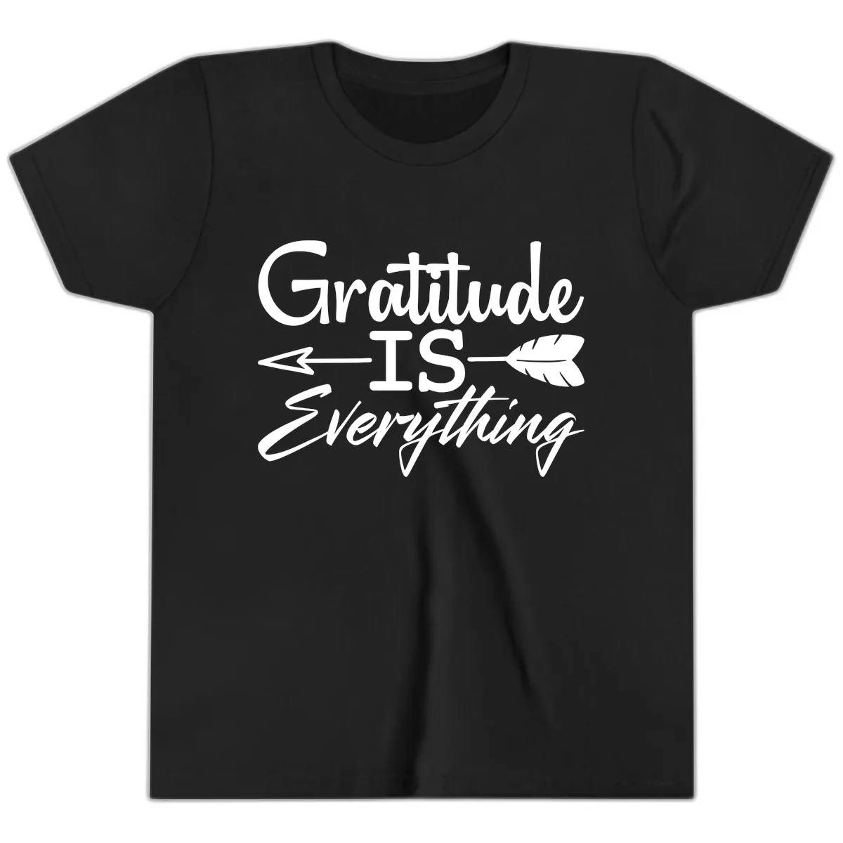 Gratitude Is Everything Typography Design Youth T-Shirt in Black