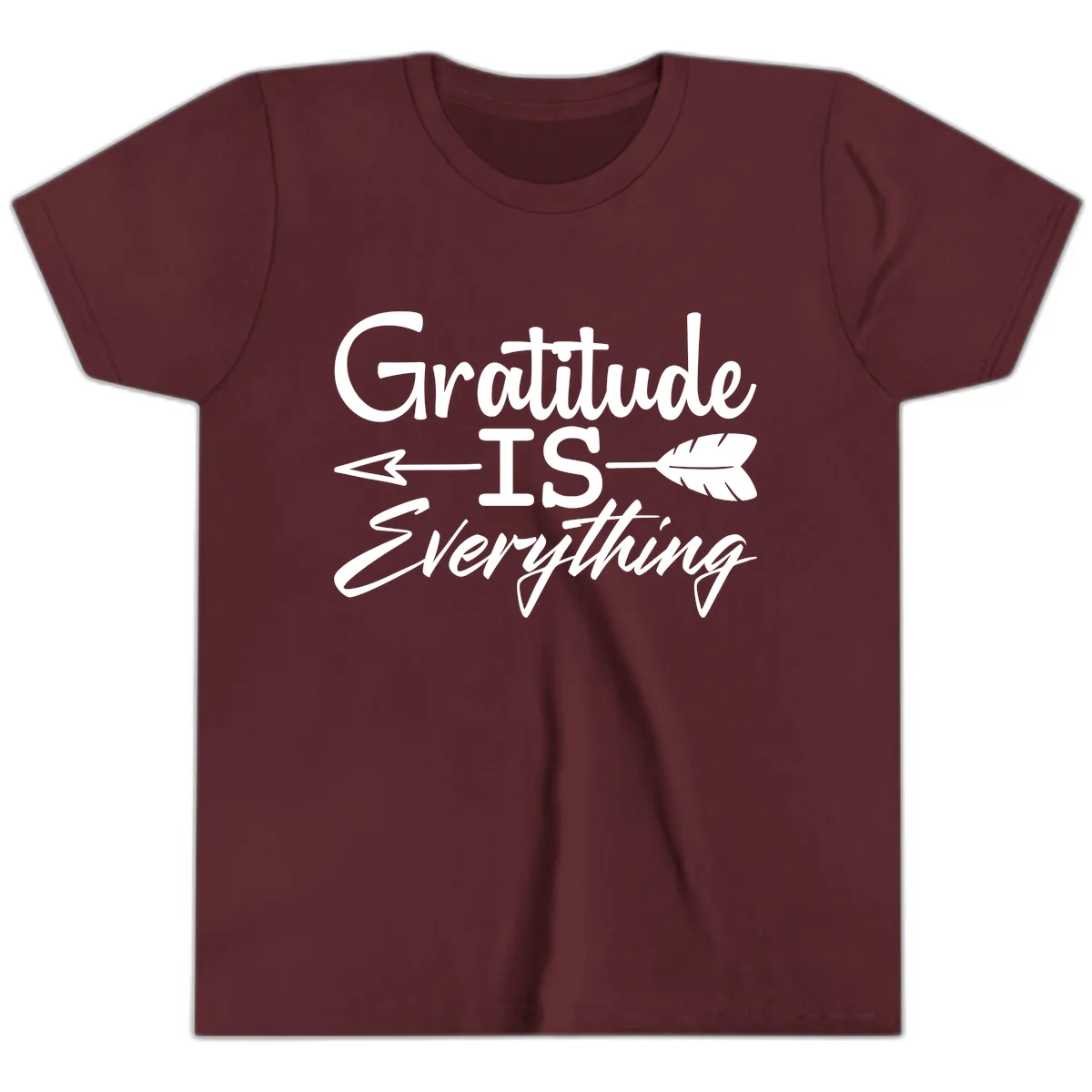 Gratitude Is Everything Typography Design Youth T-Shirt in Maroon