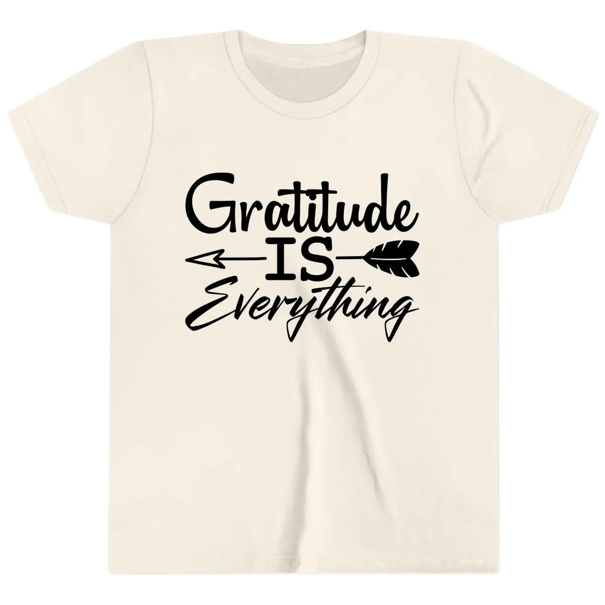 Gratitude Is Everything Typography Design Youth T-Shirt in Natural