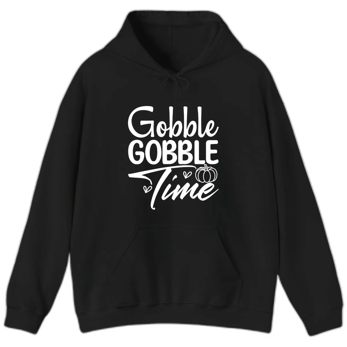 Gobble Gobble Time Typography Hoodie in Black