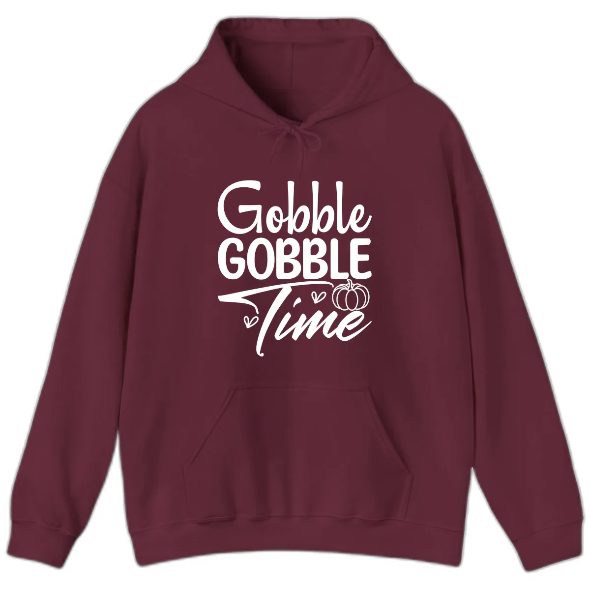 Gobble Gobble Time Typography Hoodie in Maroon