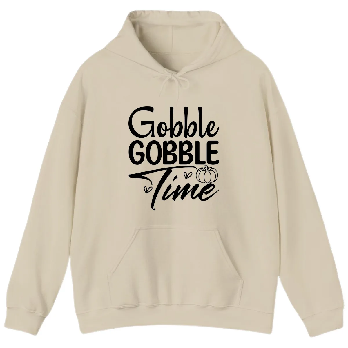 Gobble Gobble Time Typography Hoodie in Sand