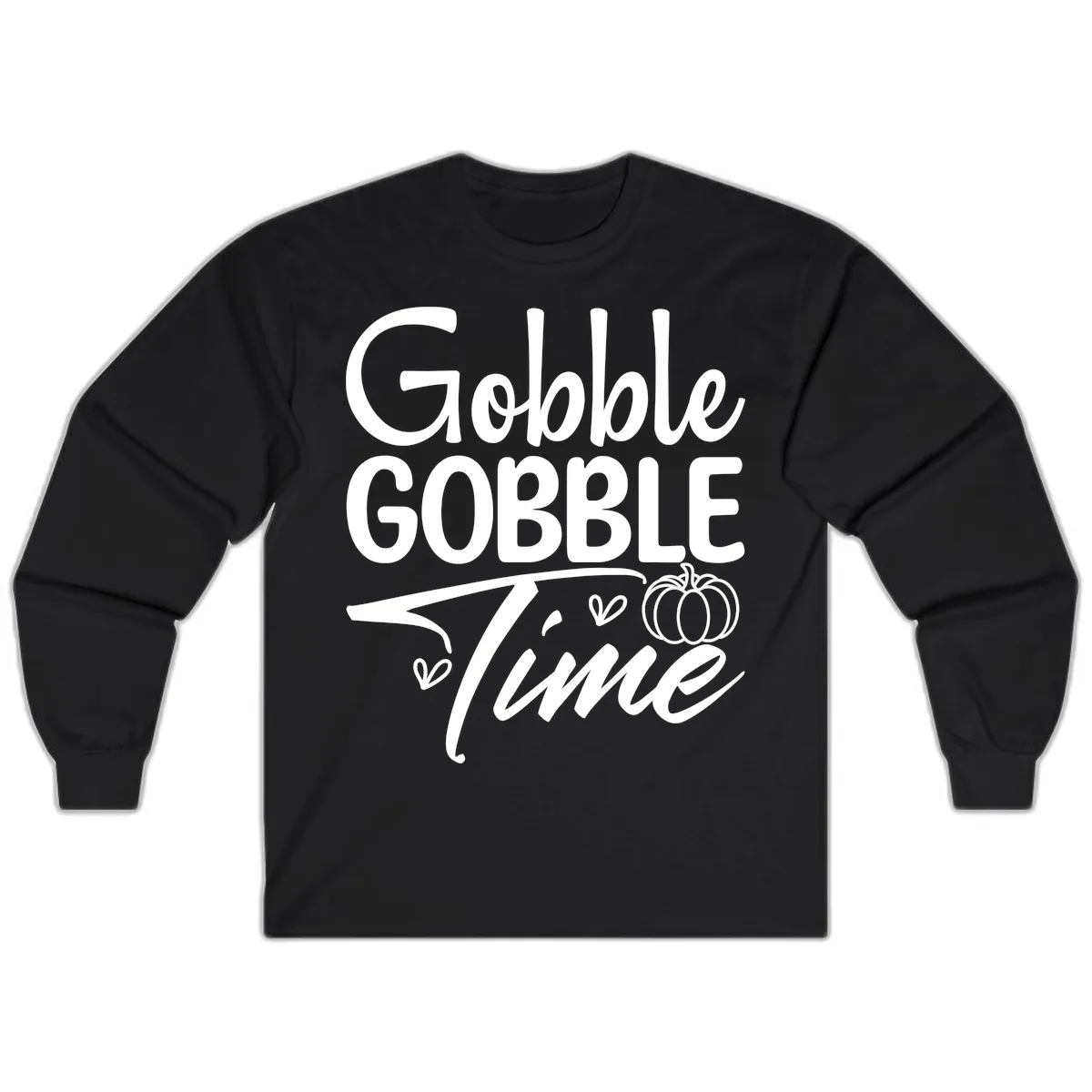 Gobble Gobble Time Typography Long Sleeve in Black