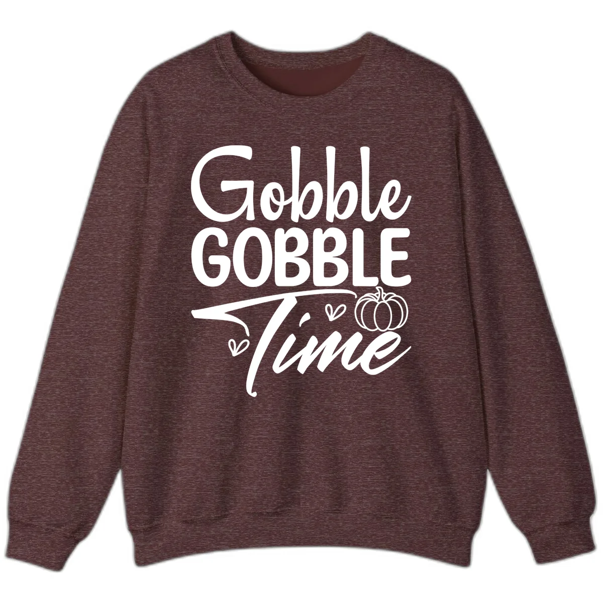 Gobble Gobble Time Typography Sweatshirt in Heather Sport Dark Maroon