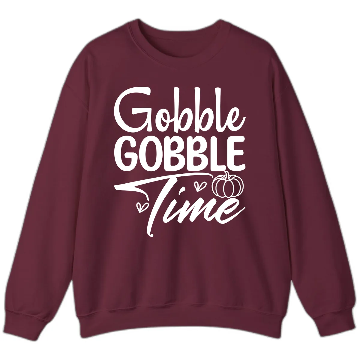 Gobble Gobble Time Typography Sweatshirt in Maroon
