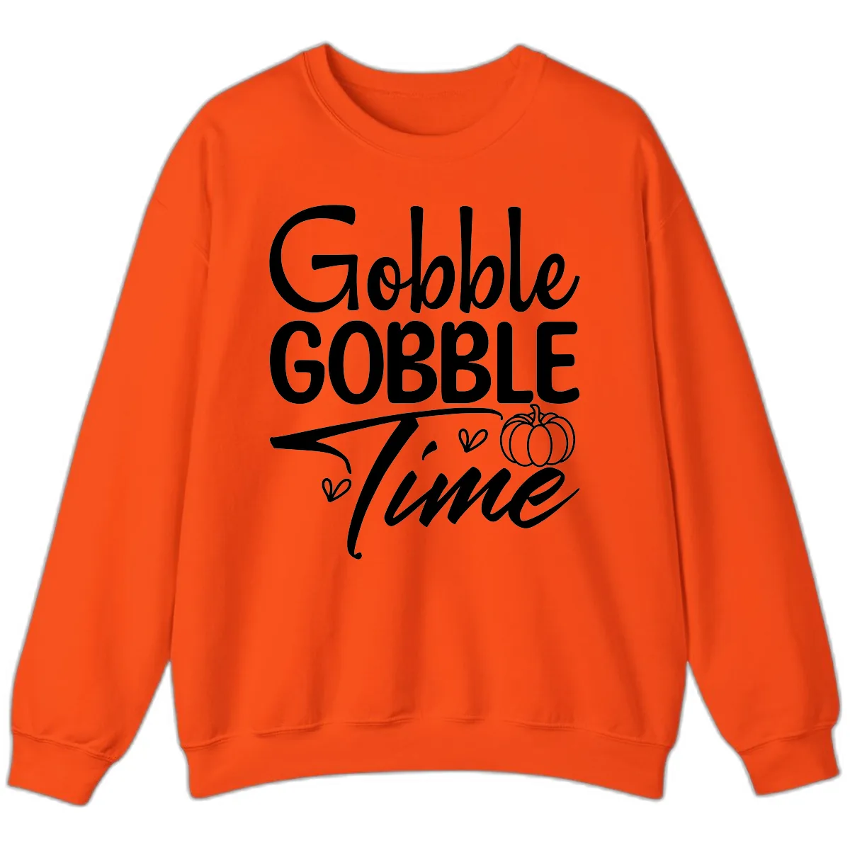 Gobble Gobble Time Typography Sweatshirt in Orange