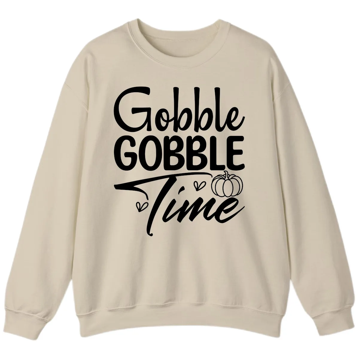 Gobble Gobble Time Typography Sweatshirt in Sand