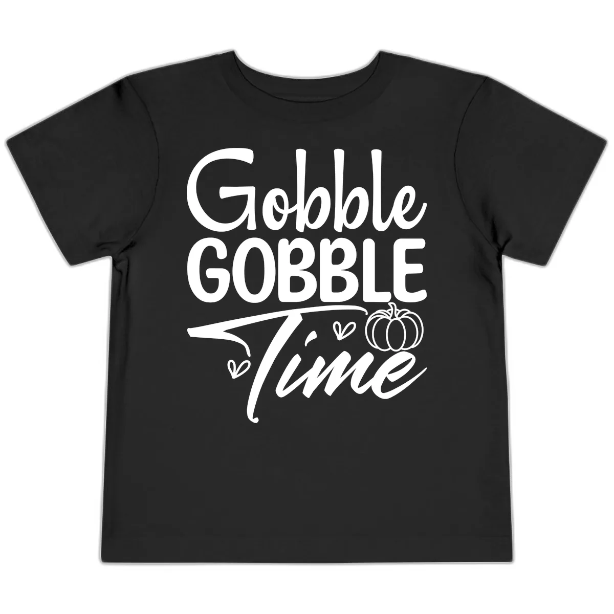 Gobble Gobble Time Typography Toddler T-Shirt in Black
