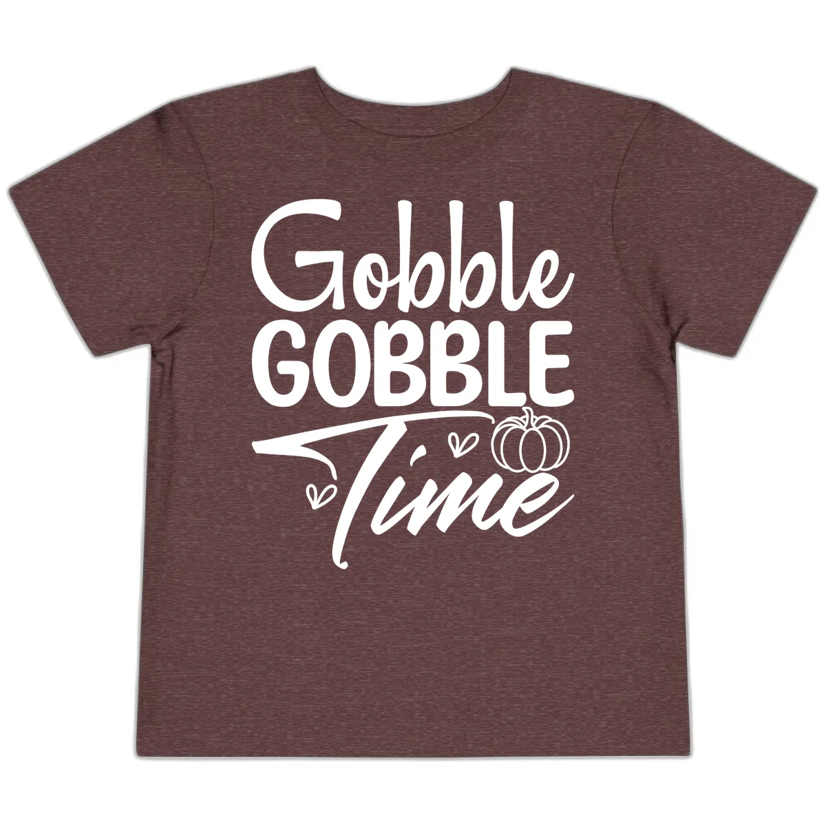 Gobble Gobble Time Typography Toddler T-Shirt in Heather Maroon