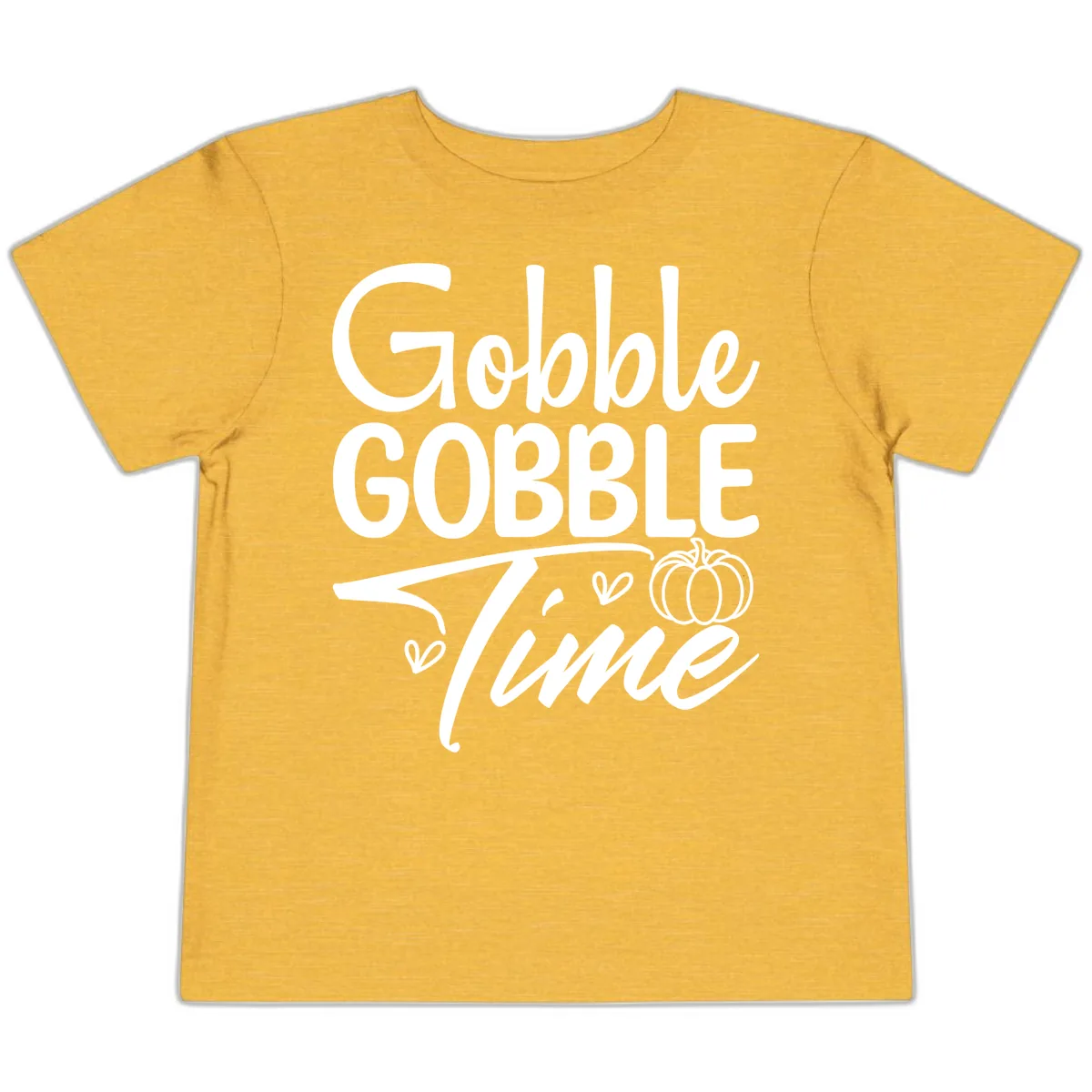 Gobble Gobble Time Typography Toddler T-Shirt in Heather Yellow Gold