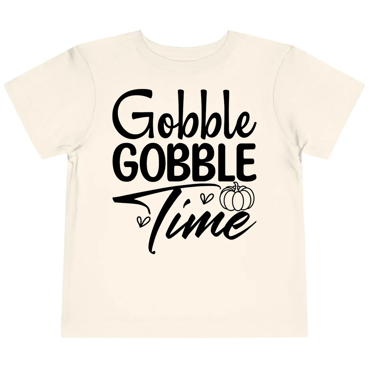 Gobble Gobble Time Typography Toddler T-Shirt in Natural