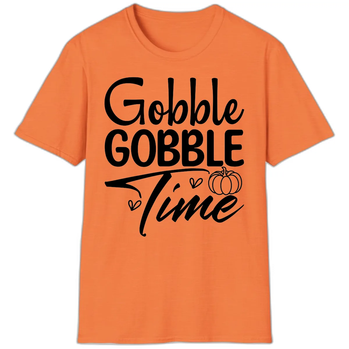 Gobble Gobble Time Typography T-Shirt in Heather Orange