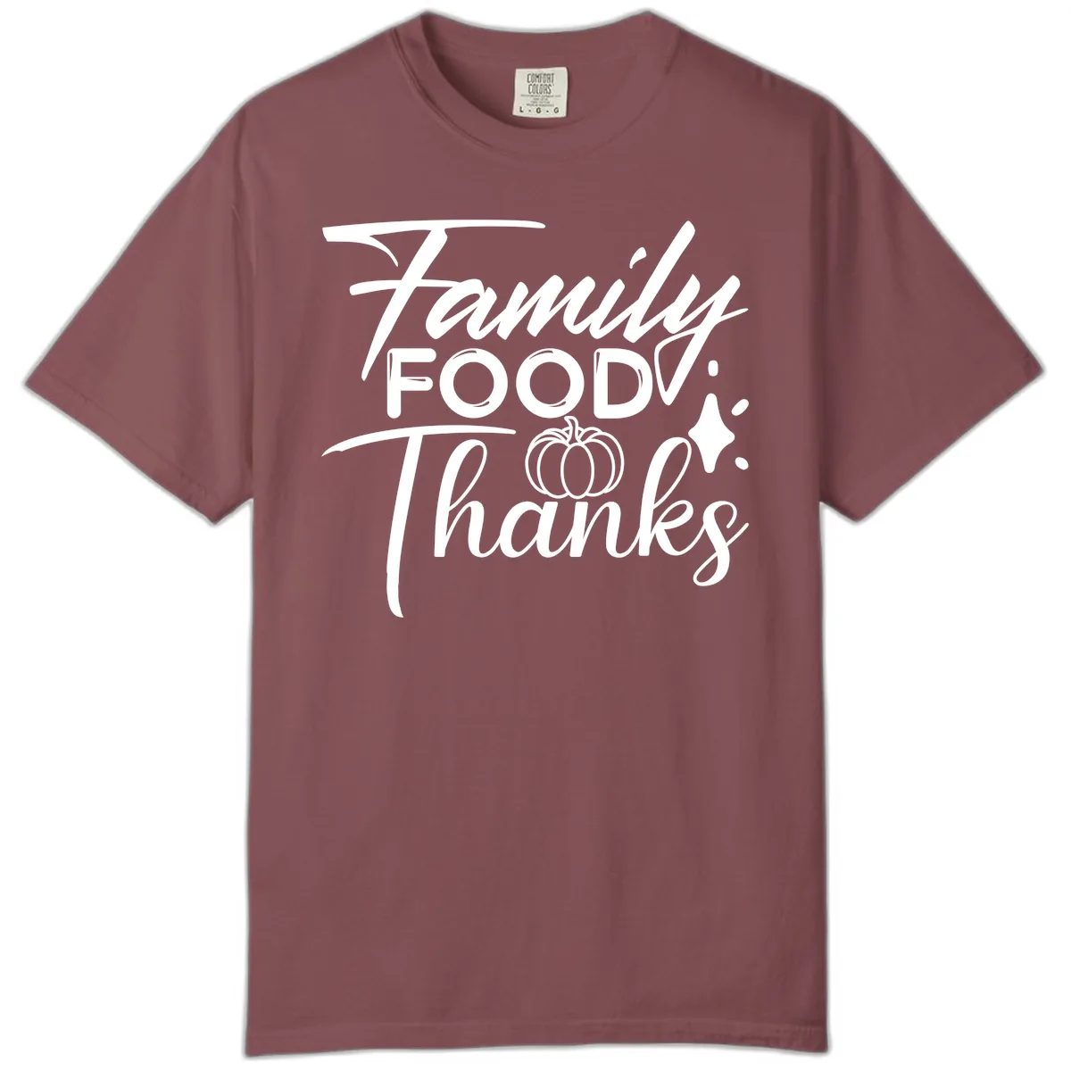 Family Food Thanks Typography Design Comfort Color in Brick