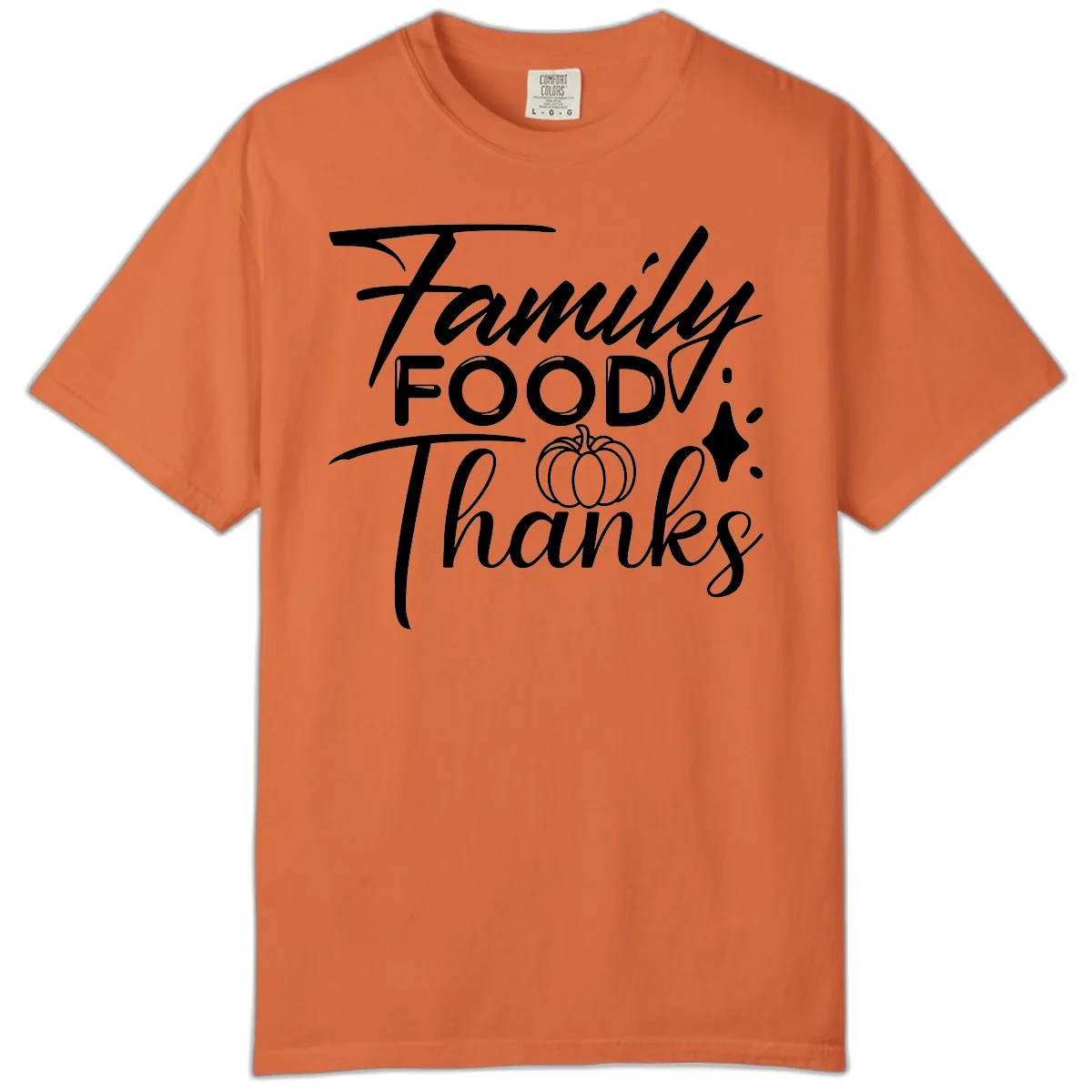 Family Food Thanks Typography Design Comfort Color in Burnt Orange