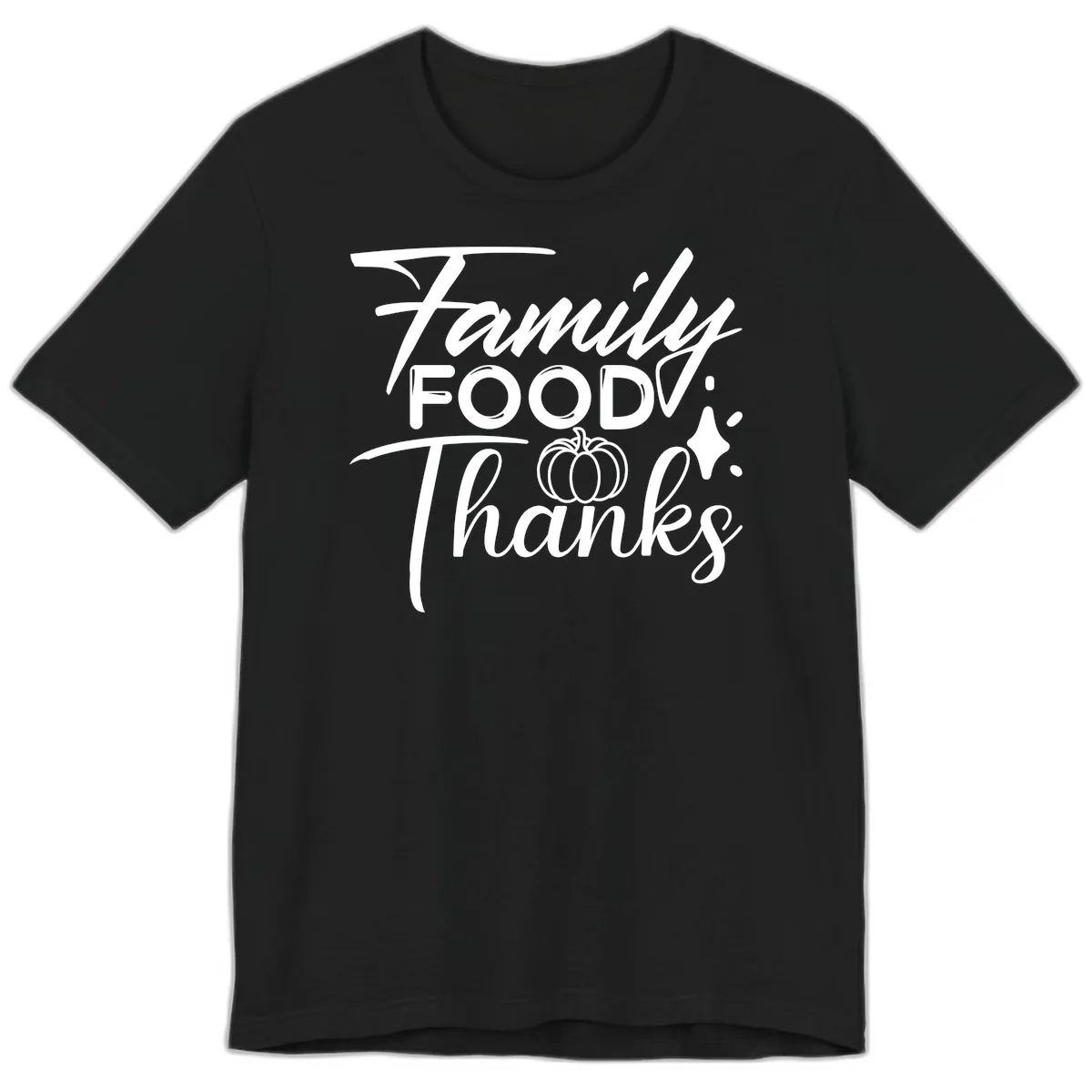 Family Food Thanks Typography Design Premium T-Shirt in Black