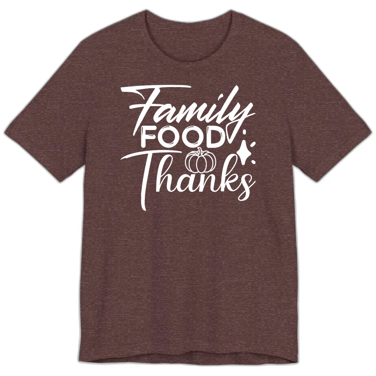 Family Food Thanks Typography Design Premium T-Shirt in Heather Maroon
