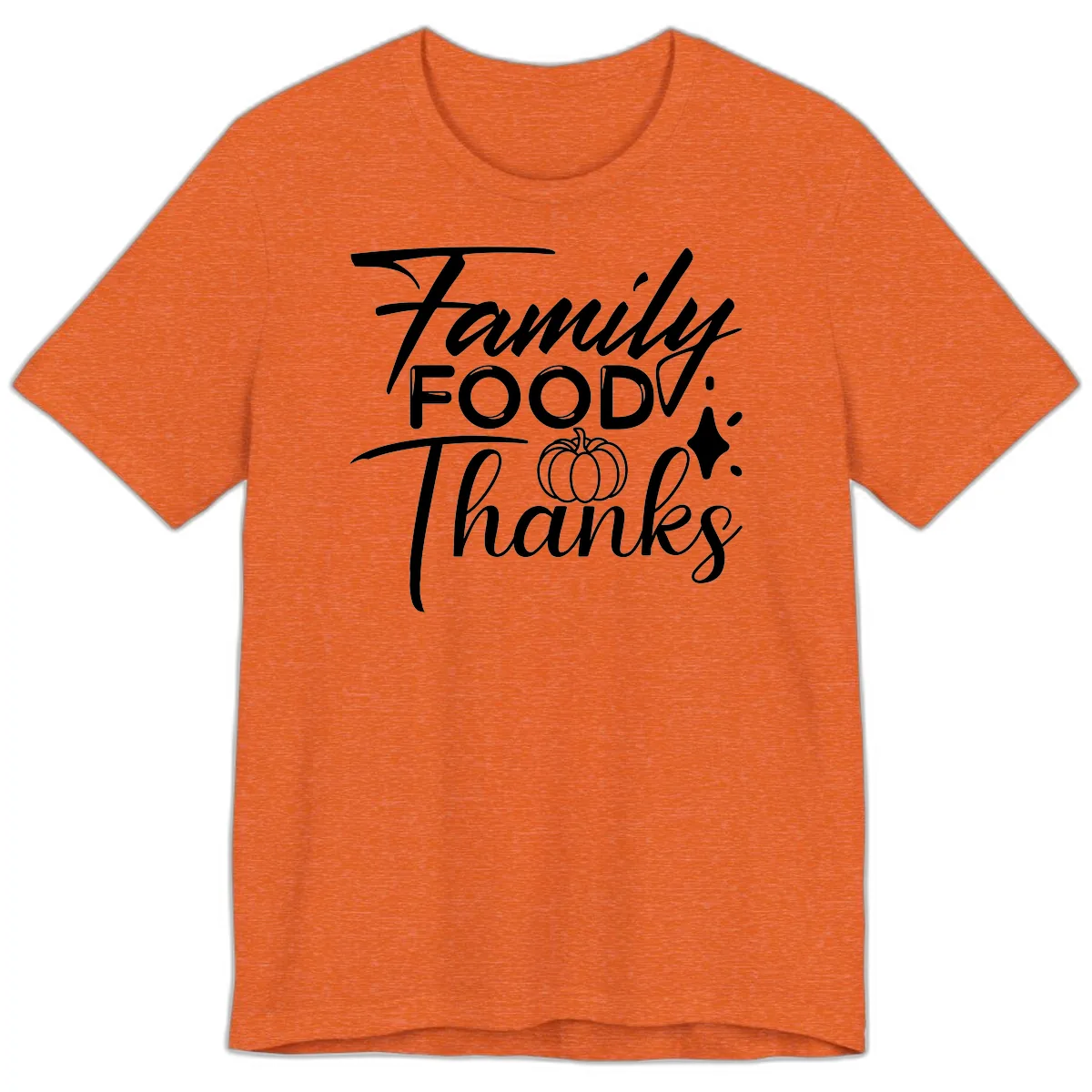 Family Food Thanks Typography Design Premium T-Shirt in Heather Orange