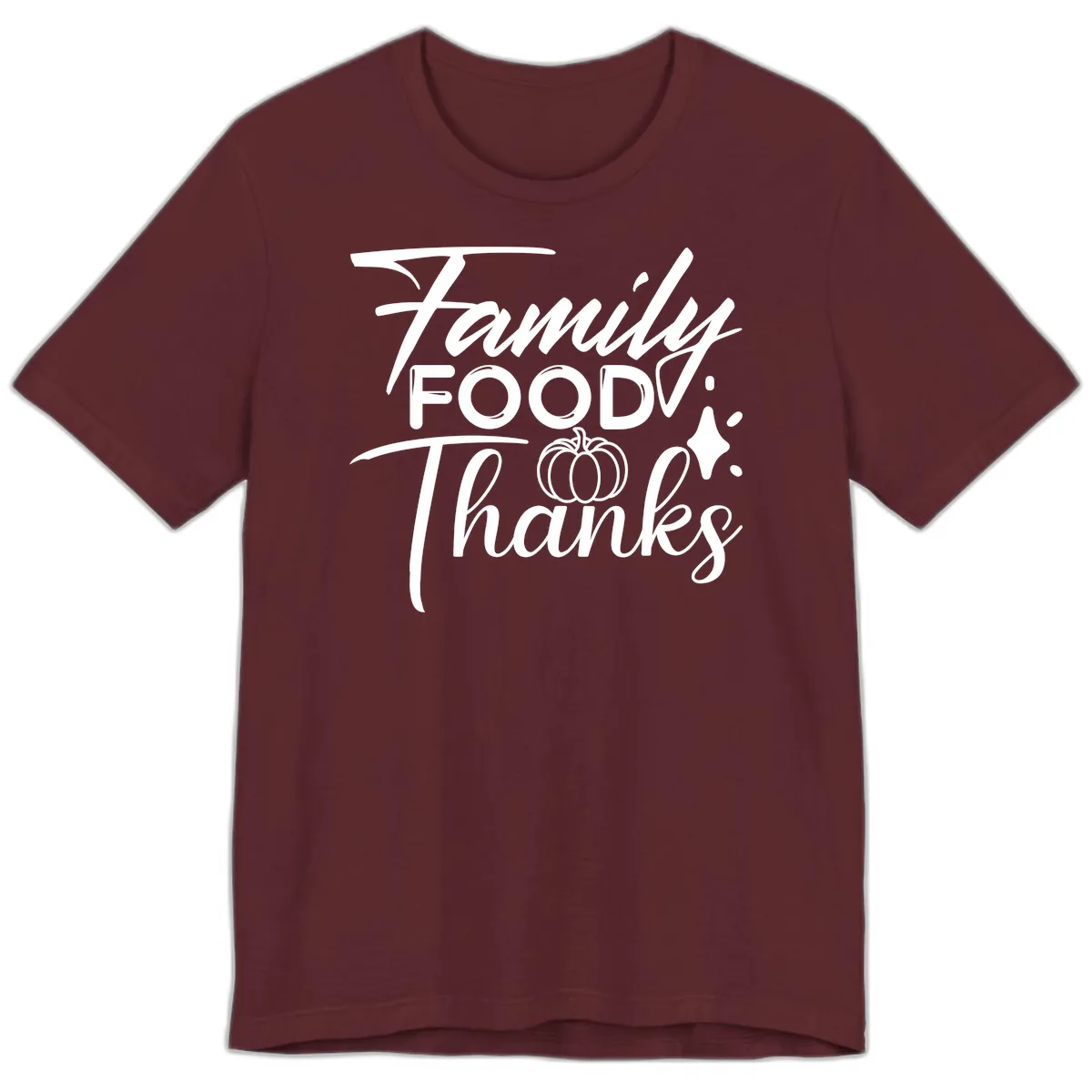 Family Food Thanks Typography Design Premium T-Shirt in Maroon