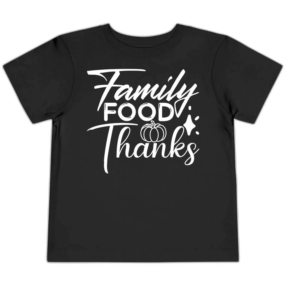 Family Food Thanks Typography Design Toddler T-Shirt in Black