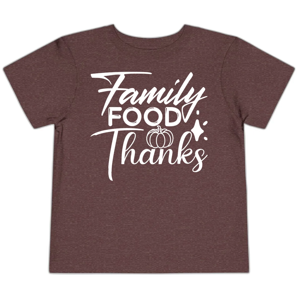Family Food Thanks Typography Design Toddler T-Shirt in Heather Maroon