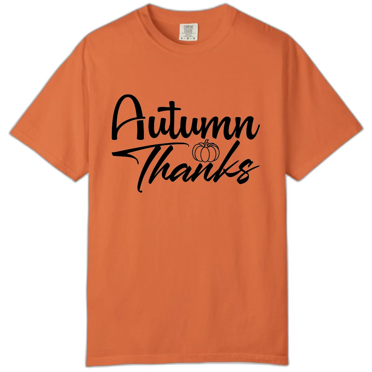 Autumn Thanks Script Design Comfort Color in Burnt Orange