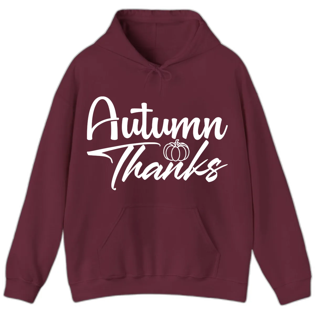 Autumn Thanks Script Design Hoodie in Maroon