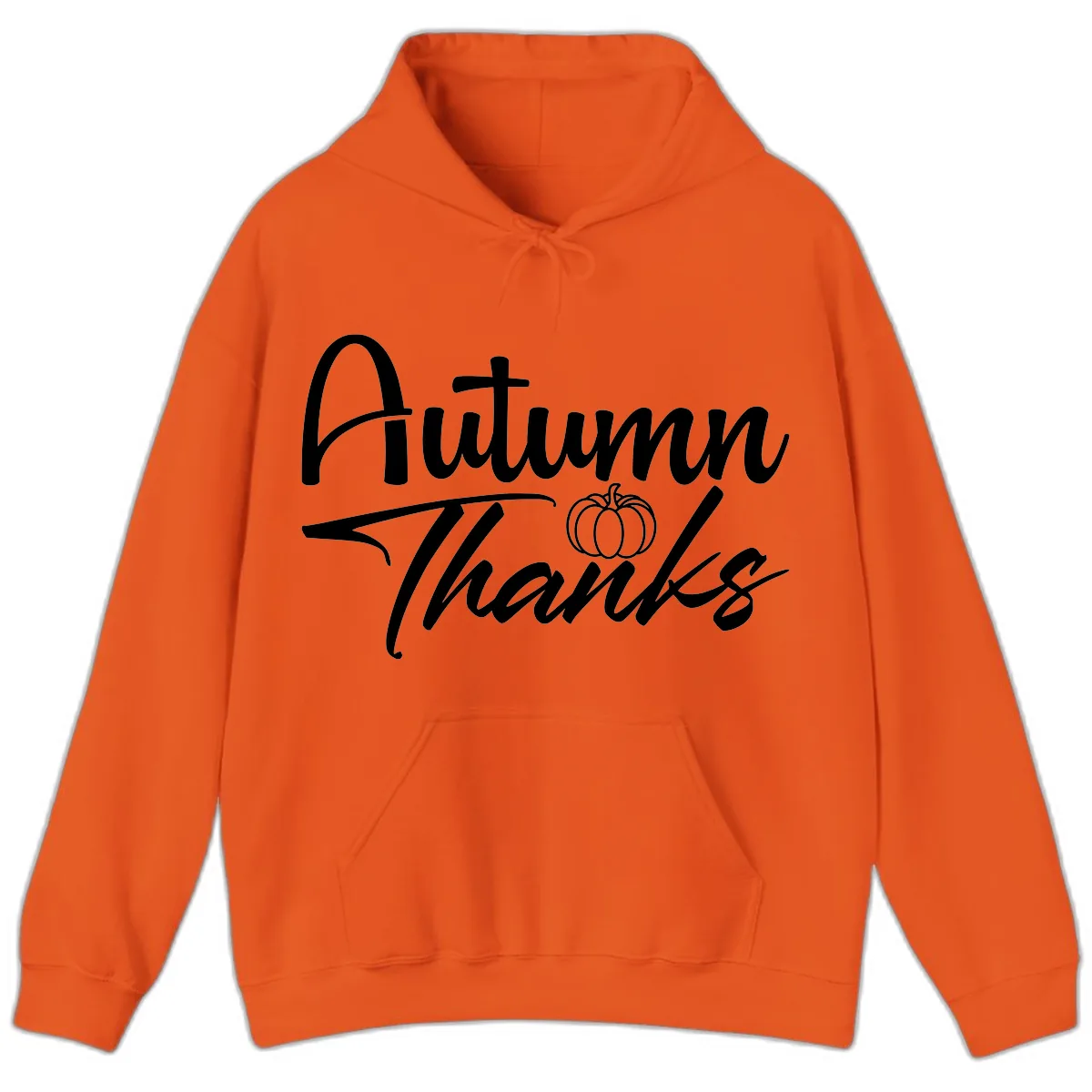Autumn Thanks Script Design Hoodie in Orange