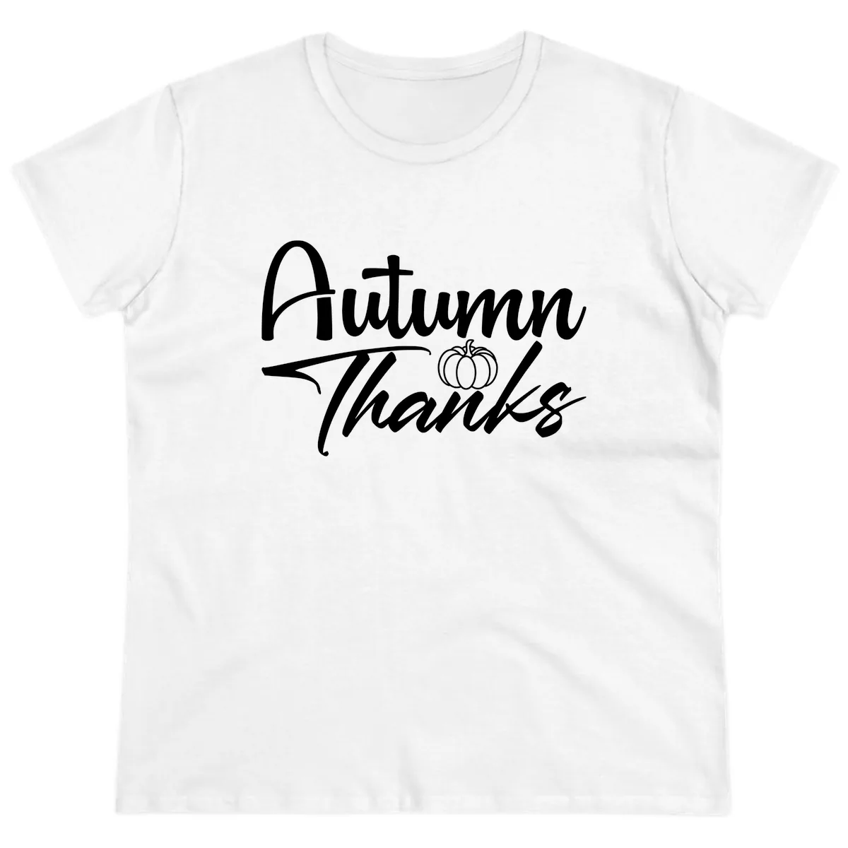 Autumn Thanks Script Design Ladies Tee in White